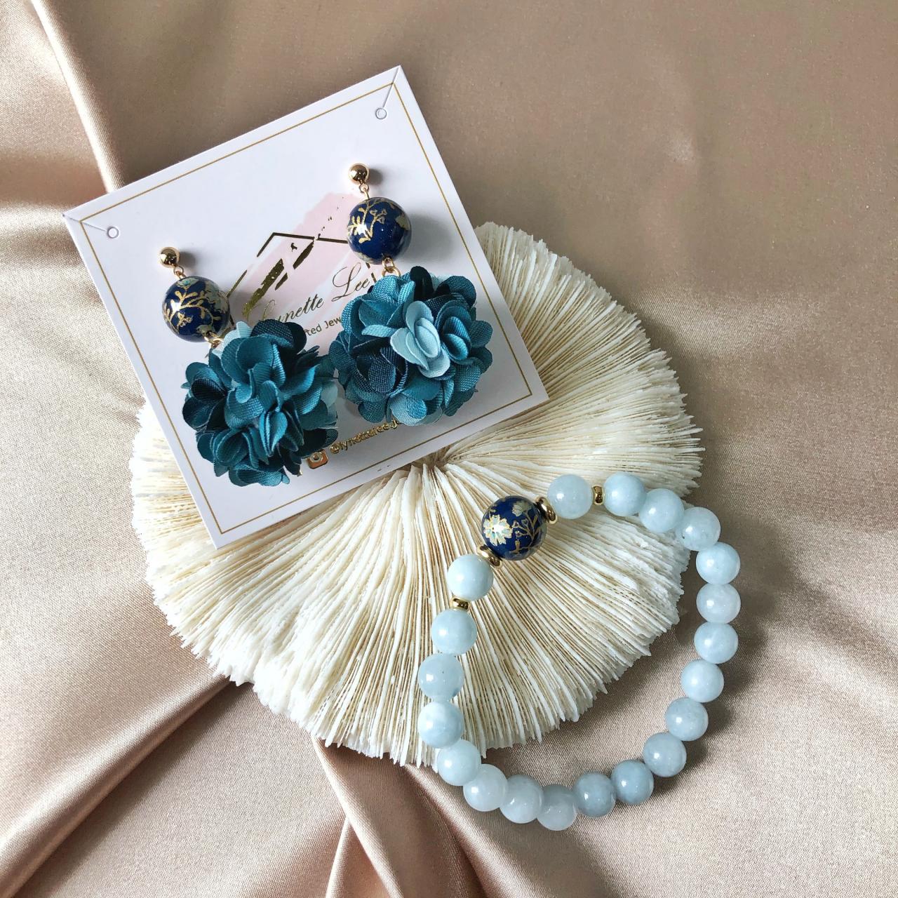 Aquamarine Bracelet And Earrings Set